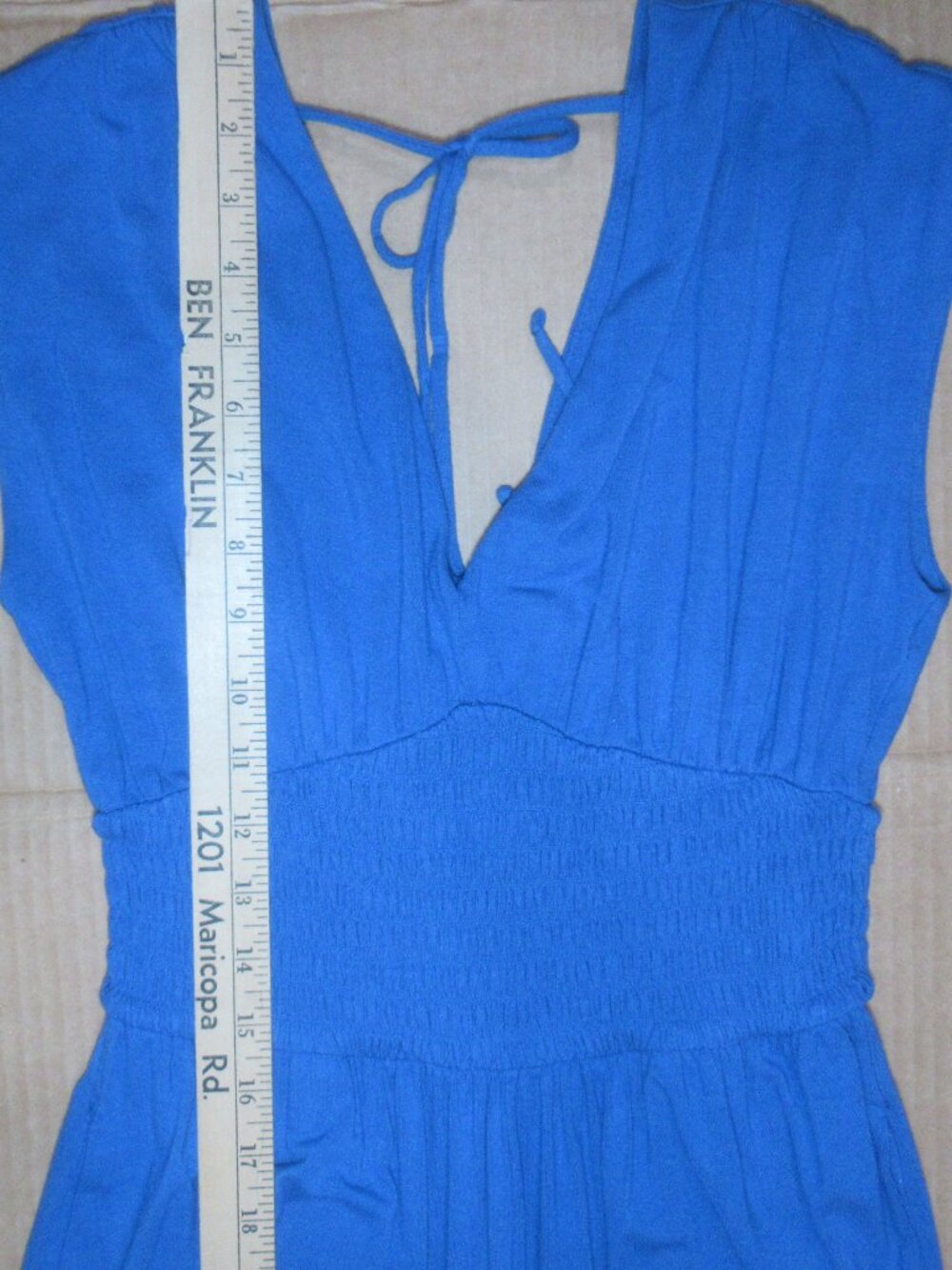 Old Navy Blue Sleeveless V-Neck Smocked Waist Jumpsuit | XS - Picture 6 of 15
